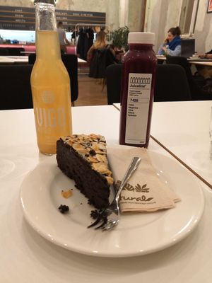 Vegan chocolate and orange cake at Flow Specialty Coffee Bar & Bistro in Budapest