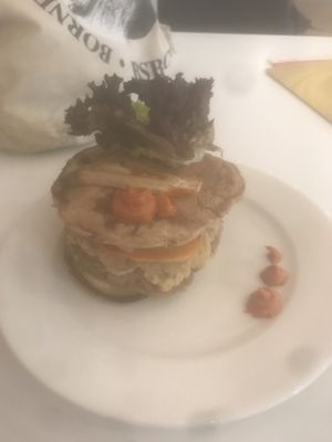 Vegan pancakes with hummus and vegetables (and random lettuce?!) 
Wasn’t nice.  at Flow Specialty Coffee Bar & Bistro in Budapest