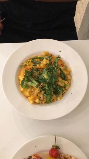 Vegan mac n cheese with carrot at Flow Specialty Coffee Bar & Bistro in Budapest