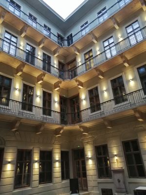 Patio of inexpressible beaty at Flow Specialty Coffee Bar & Bistro in Budapest