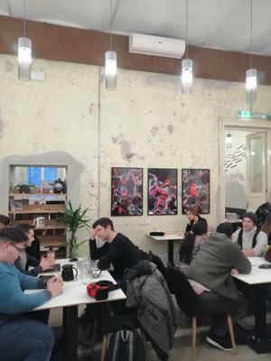 Creative walls at Flow Specialty Coffee Bar & Bistro in Budapest