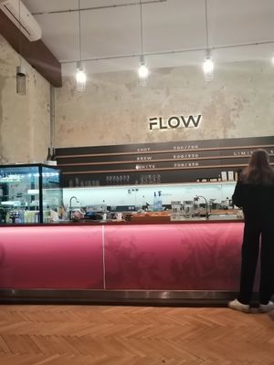 Coffee stand at Flow Specialty Coffee Bar & Bistro in Budapest