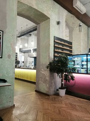 Interior at Flow Specialty Coffee Bar & Bistro in Budapest
