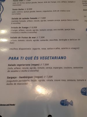 Vegetarian menu 1 at Sailorman and Friends in Povoa De Varzim