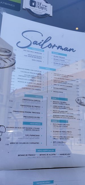 Menu at Sailorman and Friends in Povoa De Varzim