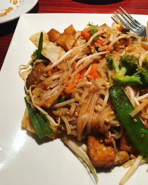 Vegan pad Thai dish at Bangkok Royale in Waco