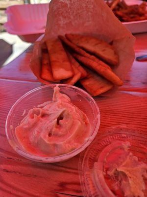 Fried pita with hummus at Spitz in Holladay