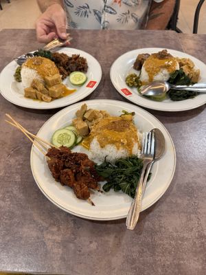 3x vegan nasi campur. The sauce on the rice was excelent!  at Padang Vegan Damai in Yogyakarta