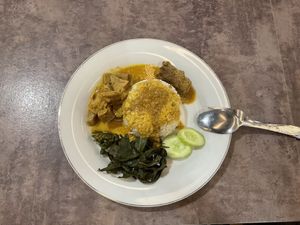 with rendang  at Padang Vegan Damai in Yogyakarta