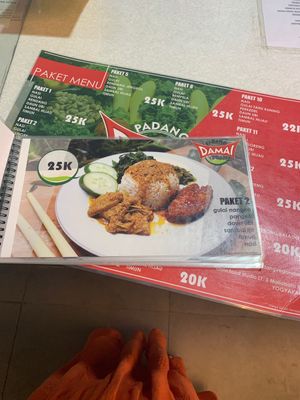 Menu  at Padang Vegan Damai in Yogyakarta
