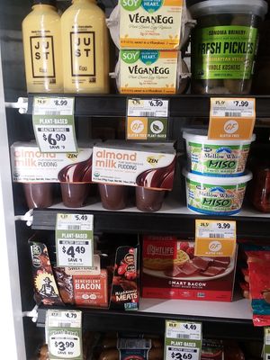 Vegan eggs, pudding, mock meats at Sprouts Farmers Market in Naples