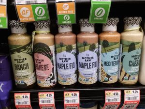 Some vegan dressings near produce section at Sprouts Farmers Market in Naples