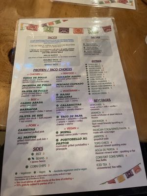 Menu  at Cunada in New Orleans