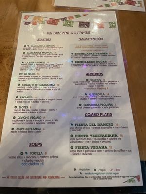 Menu  at Cunada in New Orleans