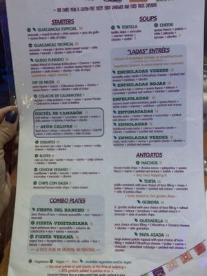 Front menu  at Cunada in New Orleans