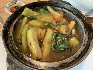Eggplant hotpot at Tian Ci Vegan in Darlington