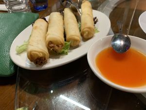Spring rolls  at Tian Ci Vegan in Darlington