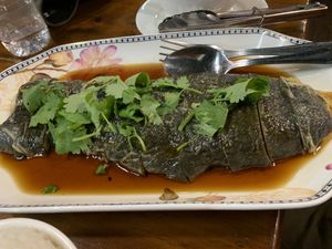 Steamed began fish at Tian Ci Vegan in Darlington