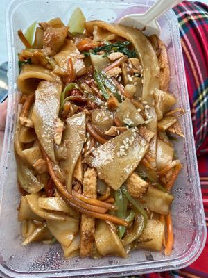 Stir fried dried rice noodles with three treasures (takeaway) at Tian Ci Vegan in Darlington