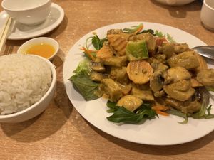 Satay ‘chicken’ - very tasty   at Tian Ci Vegan in Darlington