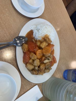 Veggie Tomato & Chicken with Rice  at Tian Ci Vegan in Darlington