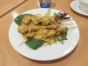 Veggie beef satay sticks at Tian Ci Vegan in Darlington