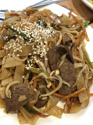 Fried Vegetarian Beef Flat Rice Noodles at Tian Ci Vegan in Darlington