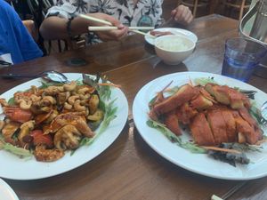 Vegan prawns and duck dishes  at Tian Ci Vegan in Darlington