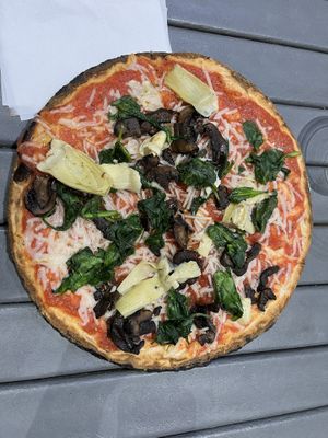 Mushroom, spinach and artichoke hearts   at Dallas Farmers Market in Dallas