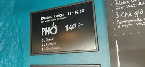 Lunch menu. They also have different daily lunch specials for 105kr. at Steamy Pho in Gothenburg