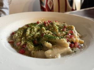 pasta with artichoke sauce  at Plant Club in North London