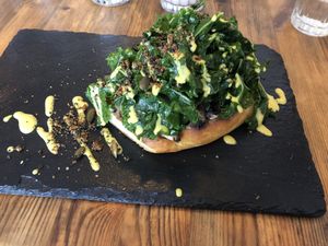 Truffle mushroom and kale focaccia at Plant Club in North London