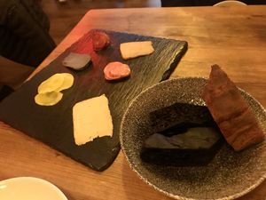 Cheeze, pickles, bread. So many beautiful flavours. at Plant Club in North London