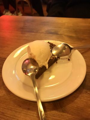 Tahini brownie shortly before being devoured ! at Plant Club in North London