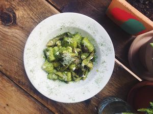 Basil gnocchi at Plant Club in North London