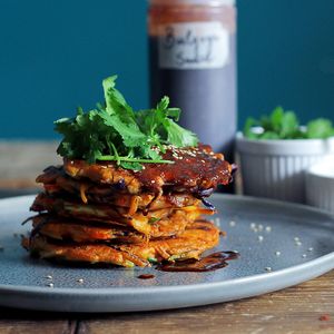 Kimchi Nomelette pancakes at Plant Club in North London