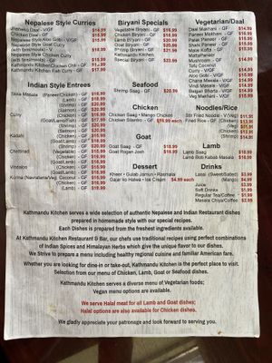 Entrees  at Kathmandu Kitchen & Bar in Mansfield