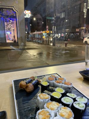 View from the counter seat  at Ryo Sushi in Chicago