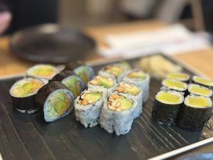 Vegetarian rolls made vegan  at Ryo Sushi in Chicago