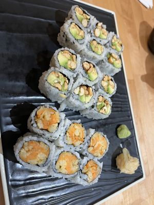 Peanut avocado rolls and sweet potato roll  at Ryo Sushi in Chicago