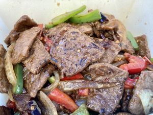 Mongolian beef at Golden Lotus Vegan Restaurant in Oakland