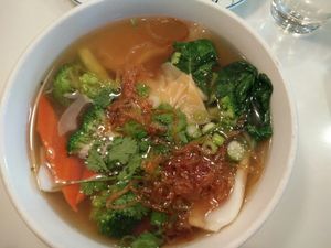 wonton soup at Golden Lotus Vegan Restaurant in Oakland