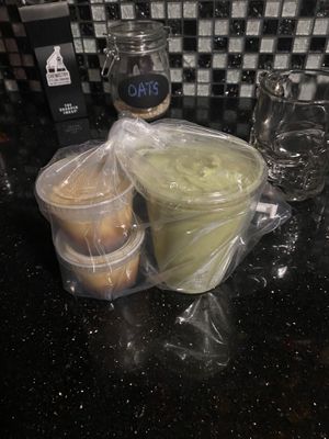 Vegan Avocado Smoothie and Two (2) Flans (as they didn’t have the Pumpkin Cheesecake) 😋  at Golden Lotus Vegan Restaurant in Oakland