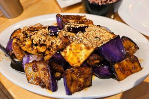 Sesame Eggplant Tofu at Golden Lotus Vegan Restaurant in Oakland