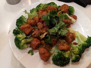 Bites with Broccoli at Golden Lotus Vegan Restaurant in Oakland