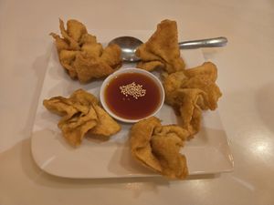 Wonton delight at Golden Lotus Vegan Restaurant in Oakland