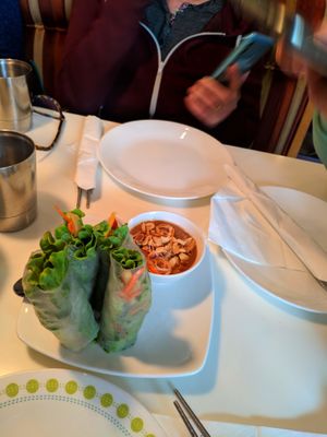 appetizer with peanut sauce was very tasty at Golden Lotus Vegan Restaurant in Oakland