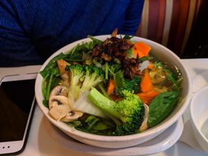 great size of soup but not very flavorful at Golden Lotus Vegan Restaurant in Oakland