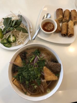 Golden Rolls and Pho at Golden Lotus Vegan Restaurant in Oakland