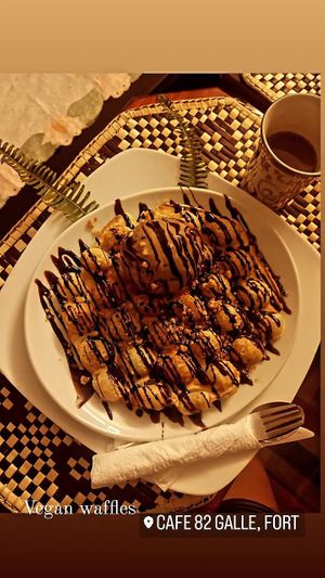 Waffles and Chocolate Ice Cream at Cafe 82 in Galle